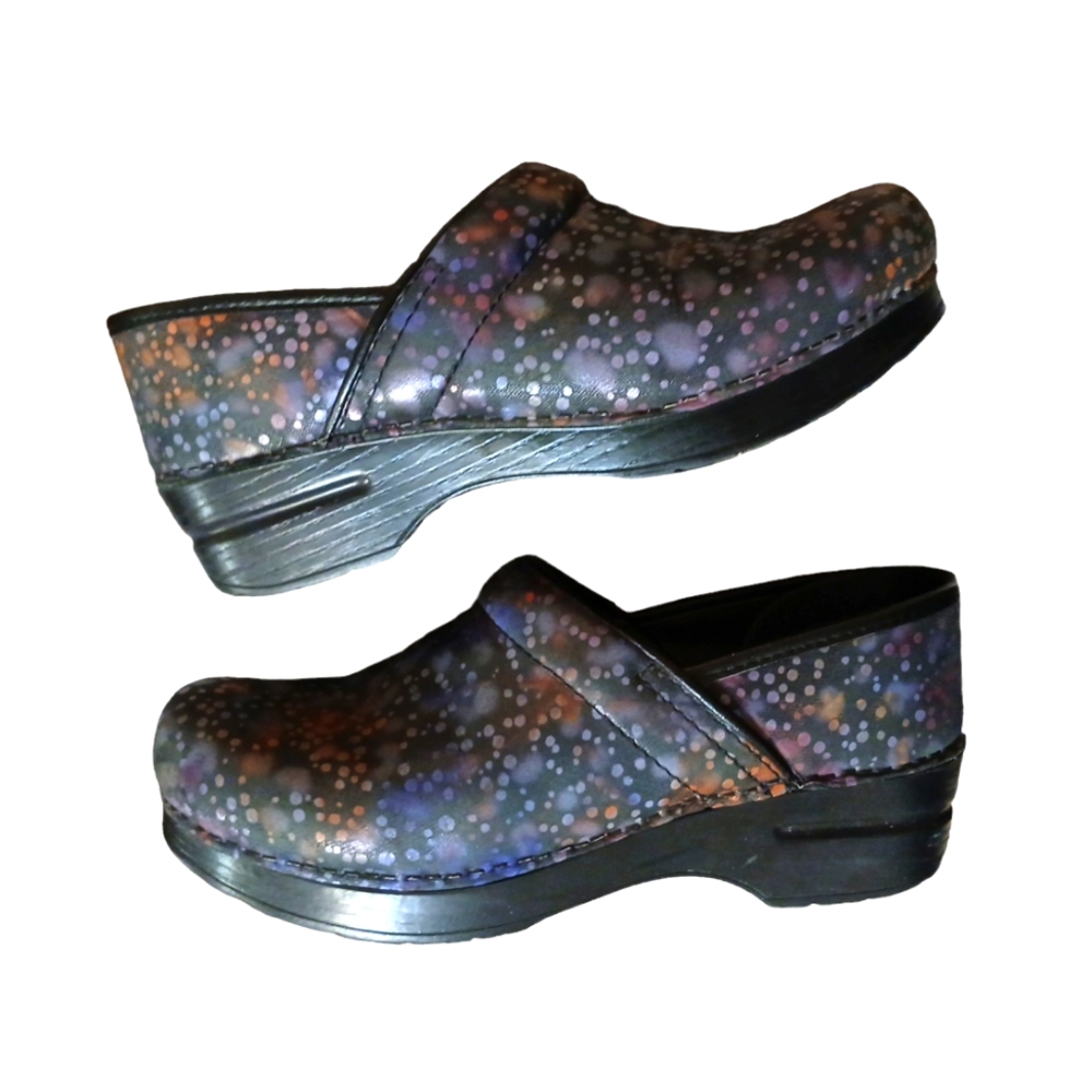 Dansko Leather Black Polka Dot Clogs Slip On Shoes Size 9